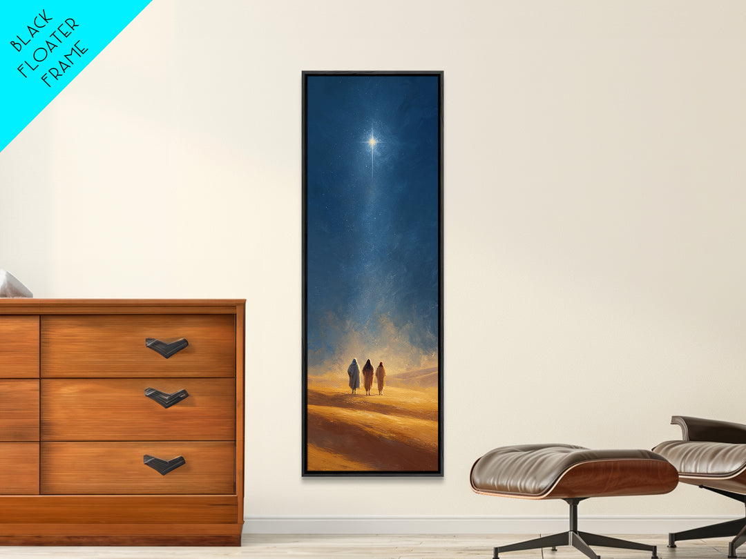 The Guiding Star – Framed Canvas Print – Christian Wall Art – Tall Narrow Wall Art – Christian Art Canvas – Christmas Art
