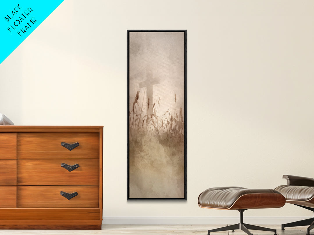 Crosswind Harvest – Framed Canvas Print – Christian Art Canvas – Christian Wall Art – Skinny Art – Subtle Christian Art – Christian Paintin