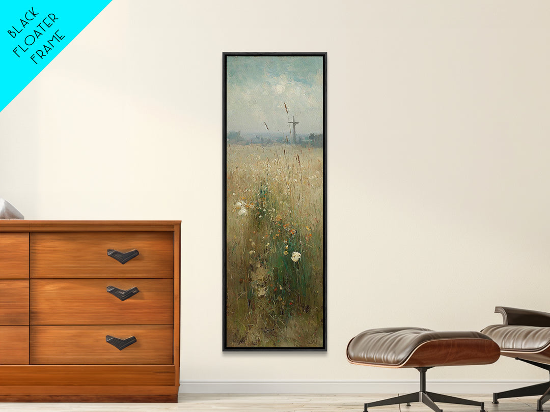 Heavenly Wheatlands – Framed Canvas Print – Christian Wall Art – Christian Art Canvas – Narrow Art – Christian Painting – Subtle Christian