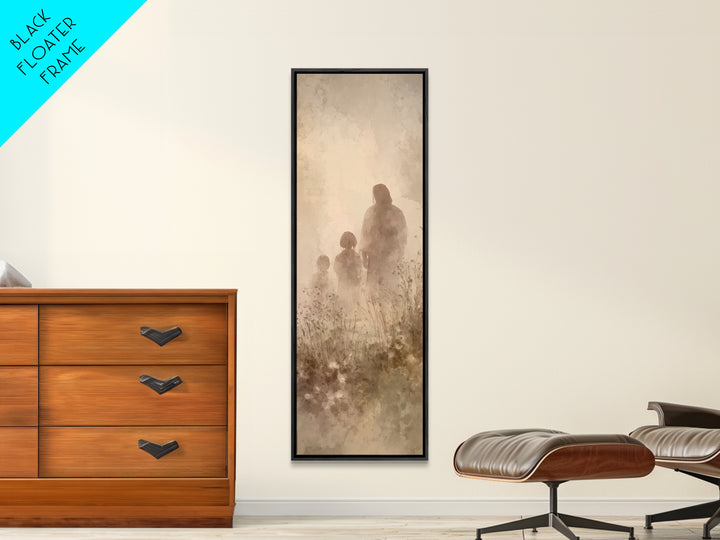Heavenlight Meadow – Framed Canvas Print – Narrow Art – Christian Art Canvas – Jesus Painting – Christian Wall Art – Modern Christian Art –
