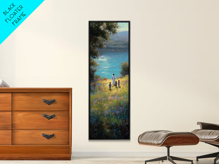 Quiet Shepherd Path – Framed Canvas Print – Tall Narrow Wall Art – Christian Art Print – Jesus Painting – Christian Wall Art – Minimalist C