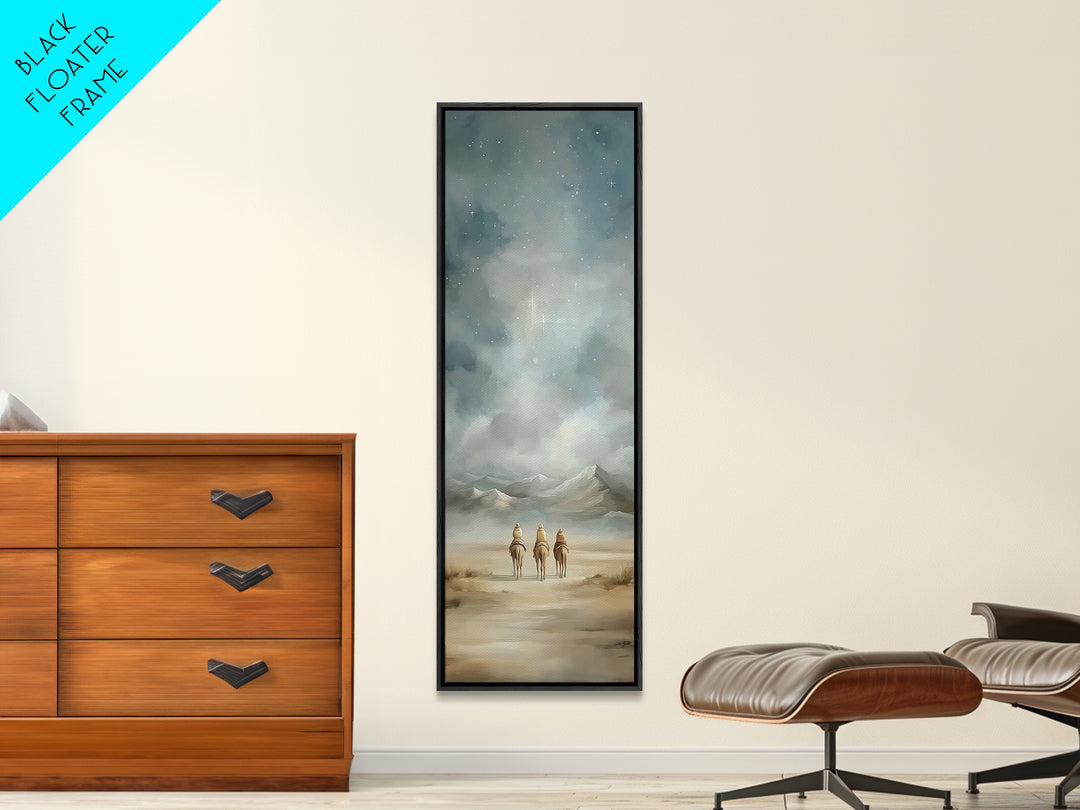 Starry Night Caravan – Framed Canvas Print – Tall Skinny Art Print – Christian Wall Art – Christmas Wall Art – Christian Decor – Christian