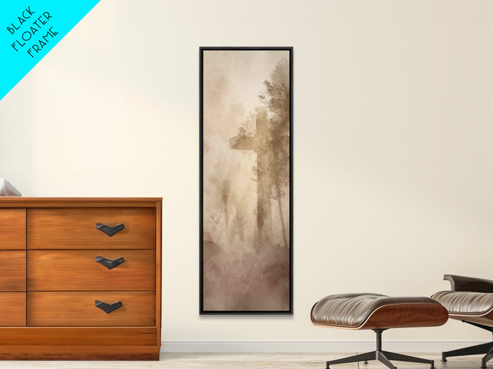 Cross Of Serenity – Framed Canvas Print – Tall Narrow Wall Art – Christian Art Canvas – Christian Wall Art – Moody Christian Art – Christma
