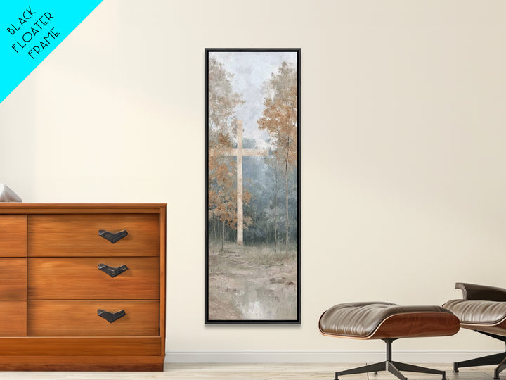 Cross Of Dawn | Framed Canvas Print | Tall Narrow Wall Art | Christian Art | Christian Canvas Art | Jesus Painting | Christmas Art | Christ