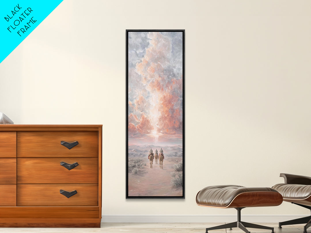 Radiant Dawn Journey – Framed Canvas Print – Christmas Wall Art – Christian Art – Tall Skinny Art Print – Christian Decor – Christian Chris