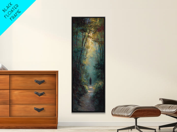 Forest Light Messiah, Framed Canvas Print, Christian Art Canvas, Christian Painting, Tall Narrow Wall Art, Christian Christmas Decor, Moder