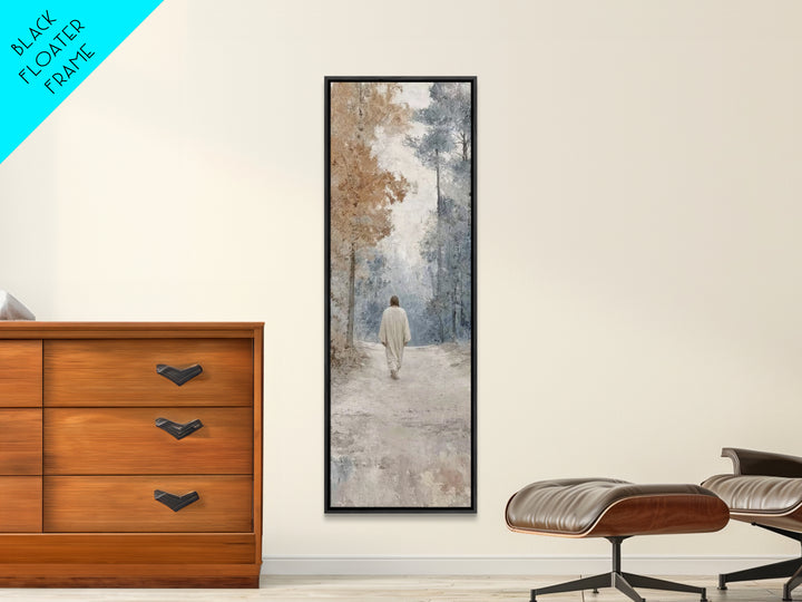 Silent Winter Grace | Framed Canvas Print | Christian Wall Art | Jesus Painting | Narrow Art | Vintage Christian Art | Christian Christmas