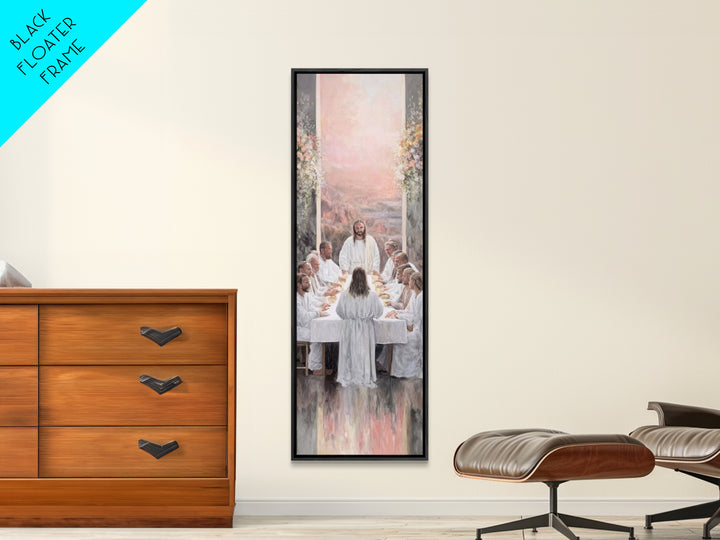 Supper Of Light – Framed Canvas Print – Christian Wall Art – Jesus Painting – Narrow Art – Modern Christian Art – Christian Christmas Art