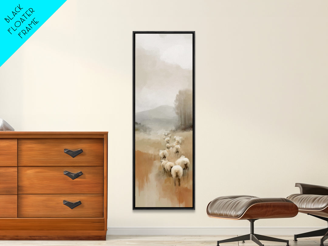 Quiet Pasture Peace – Framed Canvas Print – Christian Wall Art – Christian Art Canvas – Pastoral Christian Art – Minimalist Christian Art –