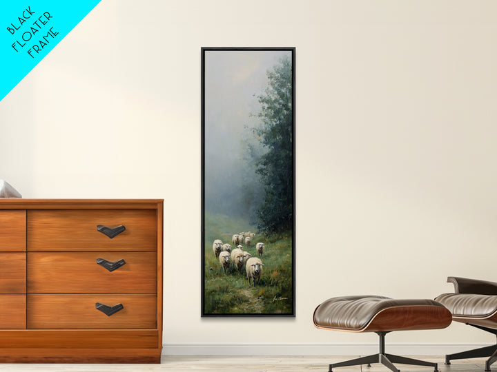 Morning Flock Grace – Framed Canvas Print – Christian Art Canvas – Christian Wall Art – Pastoral Scenery – Subtle Christian Art – Christmas