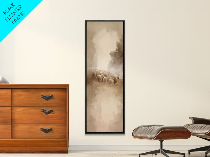 Shepherds In Light – Framed Canvas Print – Tall Narrow Wall Art – Christian Wall Art – Christian Art Canvas – Christmas Art – Pastoral Scen