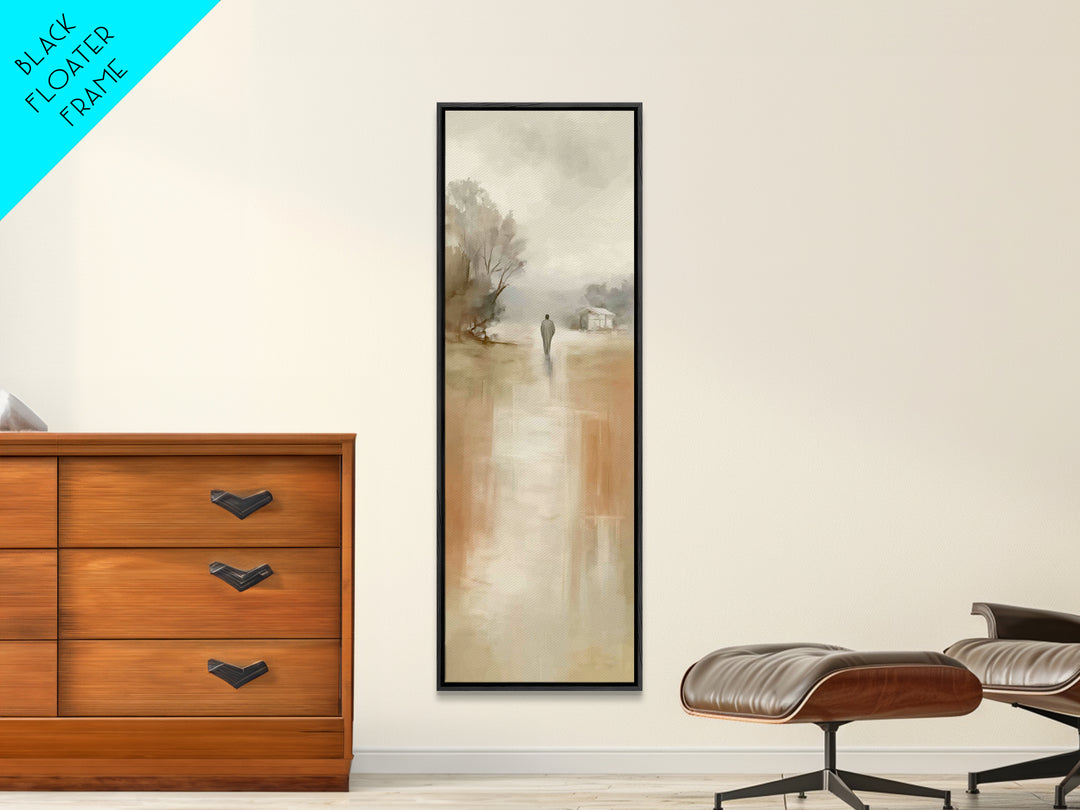 Soft Morning Walk – Framed Canvas Print – Skinny Art – Christian Art Canvas – Minimalist Christian Art – Christian Wall Art – Christmas Art