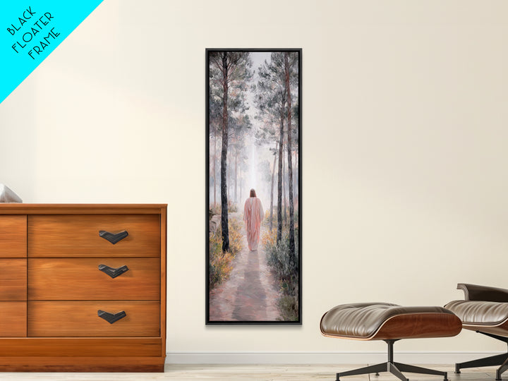 Walk Into Light – Framed Canvas Print – Tall Narrow Wall Art – Christian Wall Art – Moody Christian Art – Christian Art Canvas – Christmas