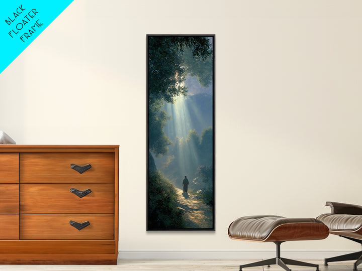 Sacred Woodland Path – Framed Canvas Print – Narrow Art – Christian Art Canvas – Christian Wall Art – Moody Christian Art – Christmas Art