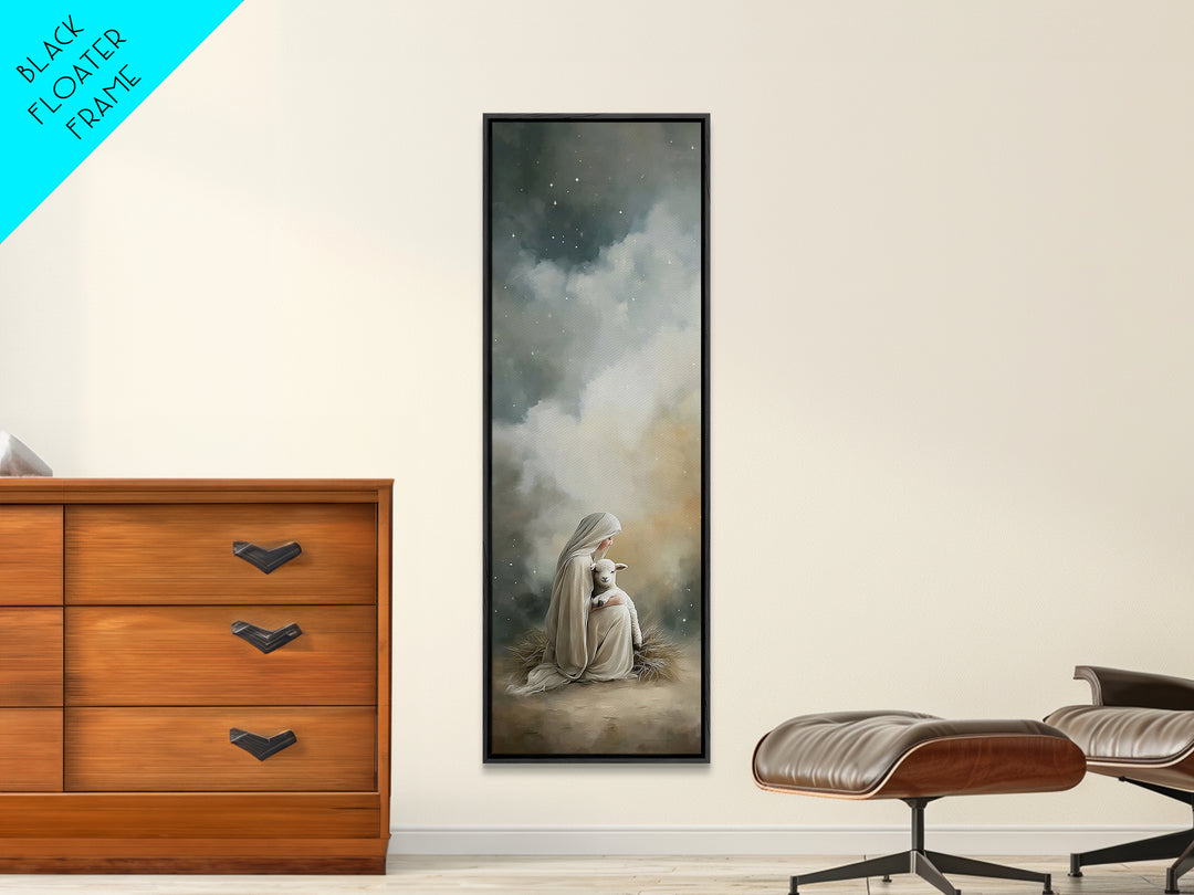 Starry Nativity – Framed Canvas Print – Skinny Art – Christian Wall Art – Christmas Art – Christian Art Canvas – Jesus Christmas Art