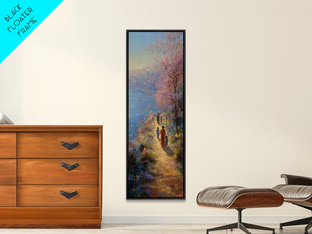 Garden Walk Grace | Framed Canvas Print | Skinny Art | Christian Wall Art | Christian Art Canvas | Jesus Painting | Christian Gift Ideas