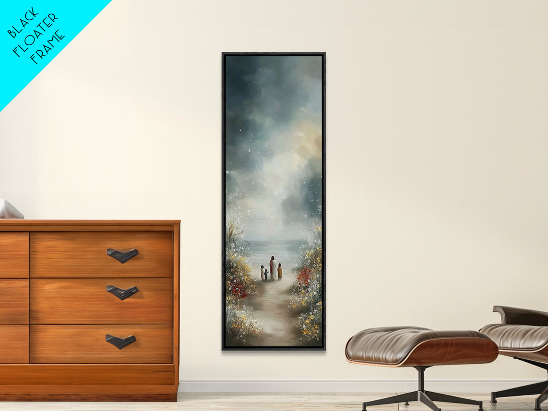Blooming Path Hope, Framed Canvas Print, Skinny Art, Christian Art Canvas, Jesus Painting, Christian Wall Art, Christian Gift