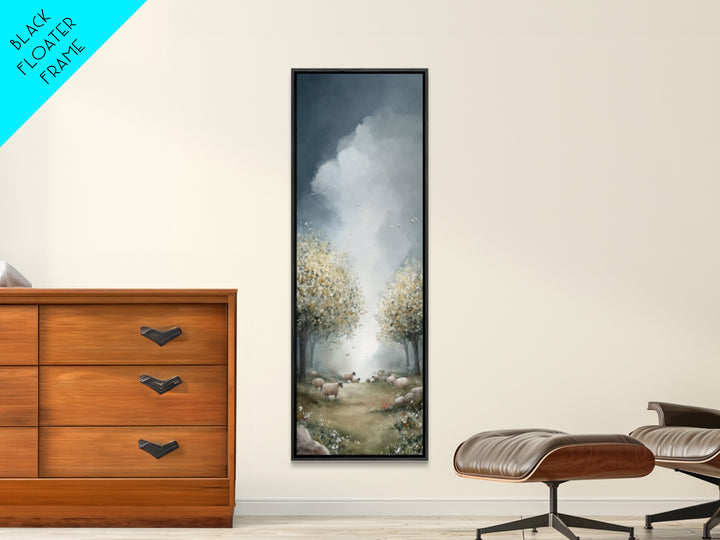 Holy Pasture Calm – Framed Canvas Print – Christian Art Canvas – Christian Wall Art – Tall Narrow Wall Art – Jesus Painting – Christian Chr