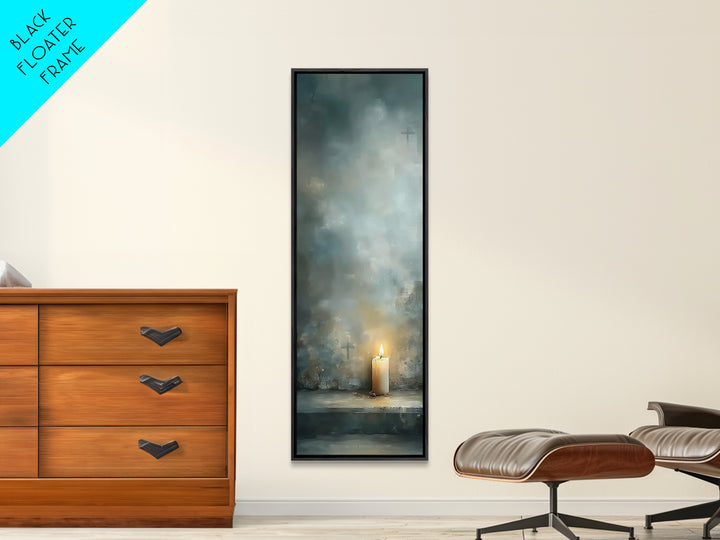 Candle Of Mercy – Framed Canvas Print – Christian Wall Art – Narrow Art – Christian Art Canvas – Christian Christmas Art – Christian Decor