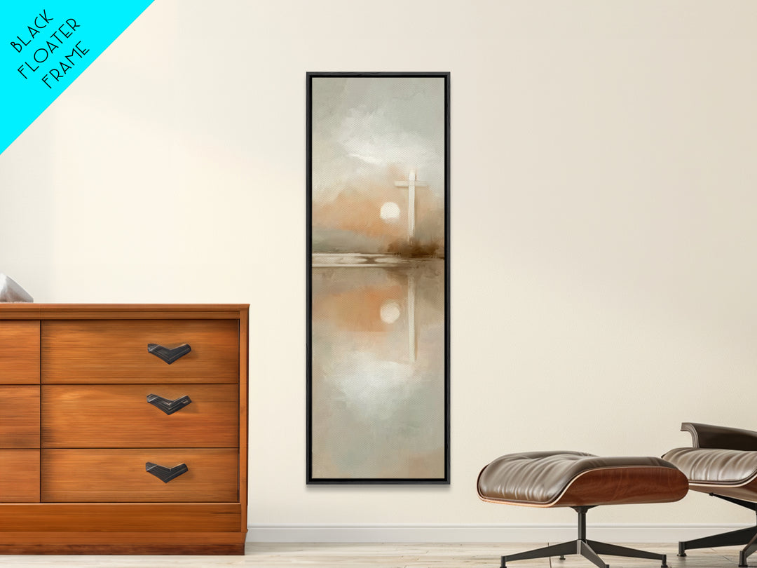 Radiant Morning Cross – Framed Canvas Print – Christian Art Canvas – Tall Skinny Art Print – Christmas Wall Art – Christian Painting – Chri