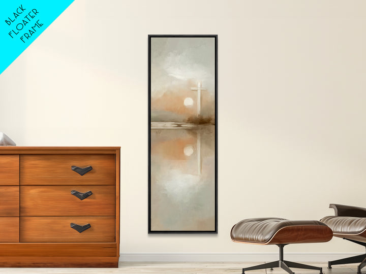 Radiant Morning Cross – Framed Canvas Print – Christian Art Canvas – Tall Skinny Art Print – Christmas Wall Art – Christian Painting – Chri