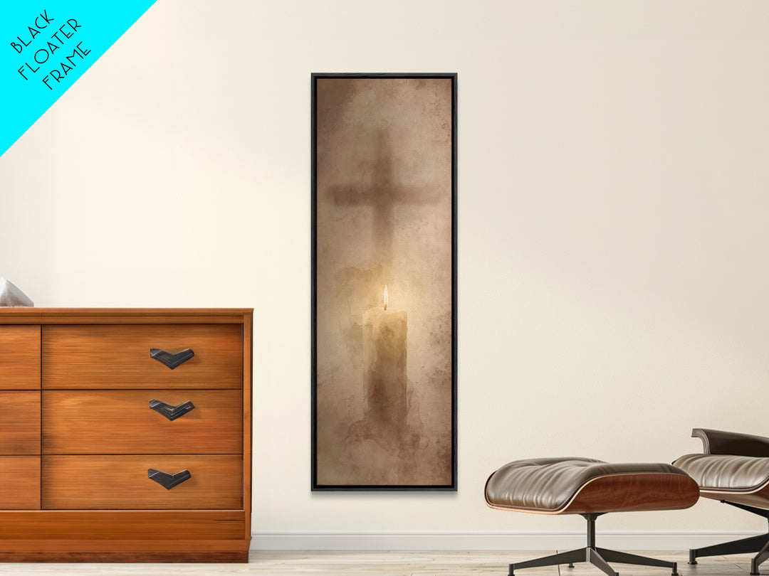 Cross Of Stillness – Framed Canvas Print – Minimalist Christian Art – Narrow Art – Christian Wall Art – Christian Art Canvas – Christian Ch
