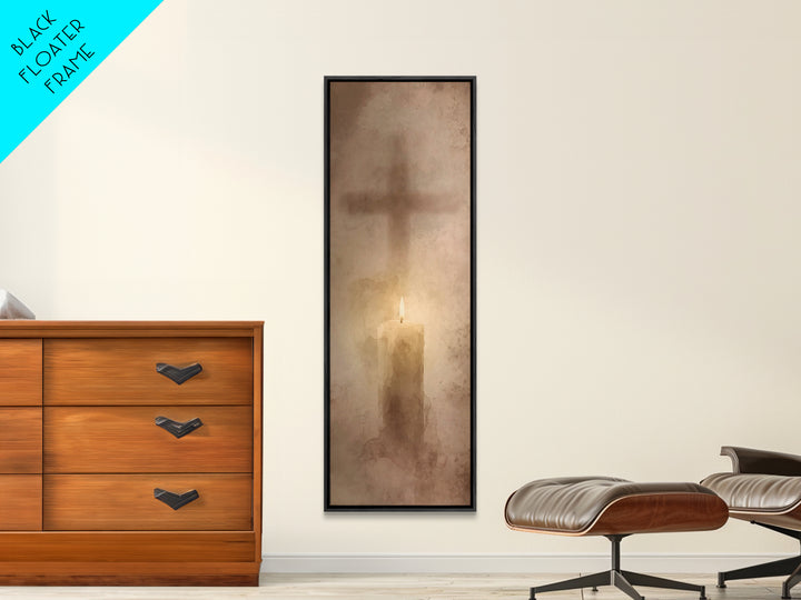 Cross Of Stillness – Framed Canvas Print – Minimalist Christian Art – Narrow Art – Christian Wall Art – Christian Art Canvas – Christian Ch