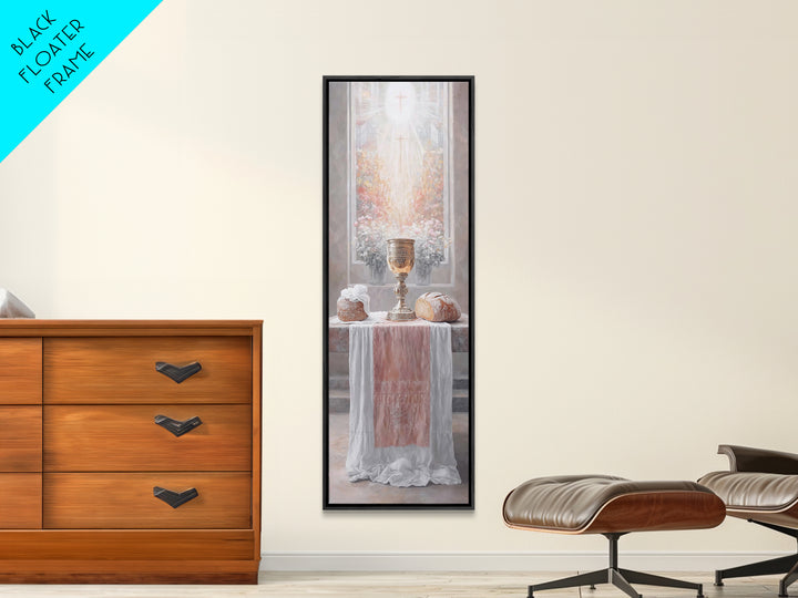 Radiant Communion Blessing - Framed Canvas Print - Tall Skinny Art Print - Christian Wall Art - Christian Art Canvas - Jesus Painting