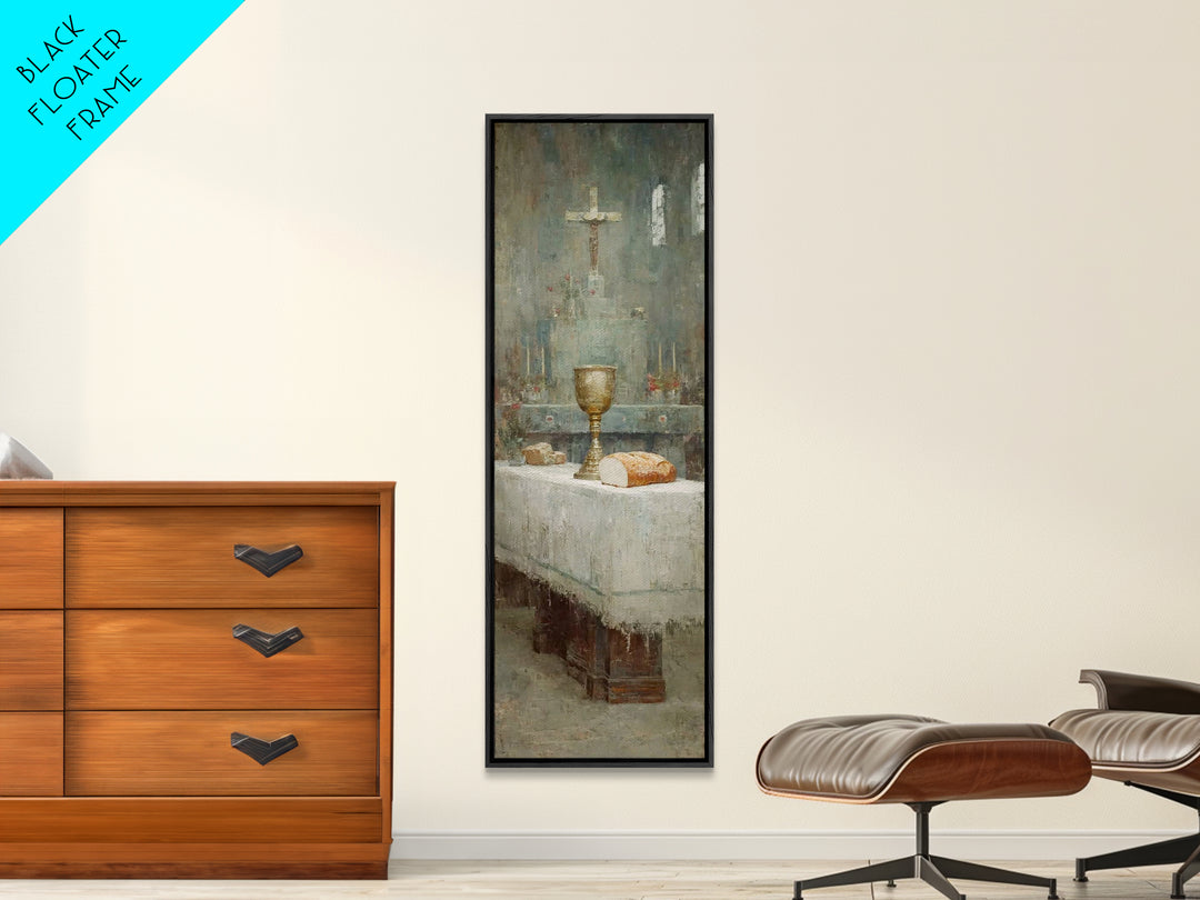 Sanctuary Table Grace, Framed Canvas Print, Narrow Art, Christian Art Canvas, Christian Paintings, Christian Decor, Jesus Painting