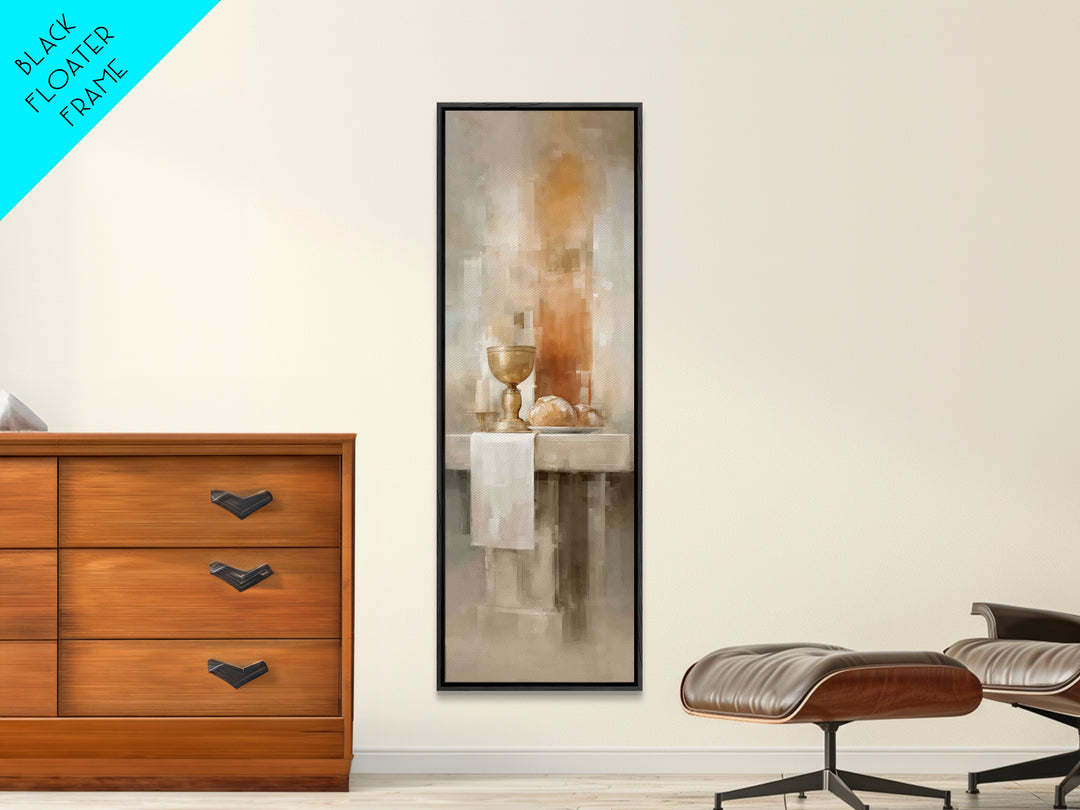 Quiet Altar Stillness - Framed Canvas Print - Narrow Art - Christian Art - Christian Paintings - Christmas Wall Art - Jesus Painting