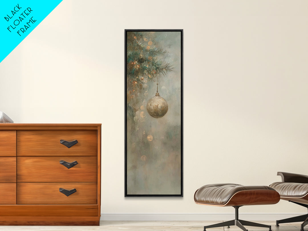Golden Noel Light – Framed Canvas Print – Tall Skinny Art Print – Framed Christmas Art – Christmas Wall Art – Christmas Art Prints – Christ