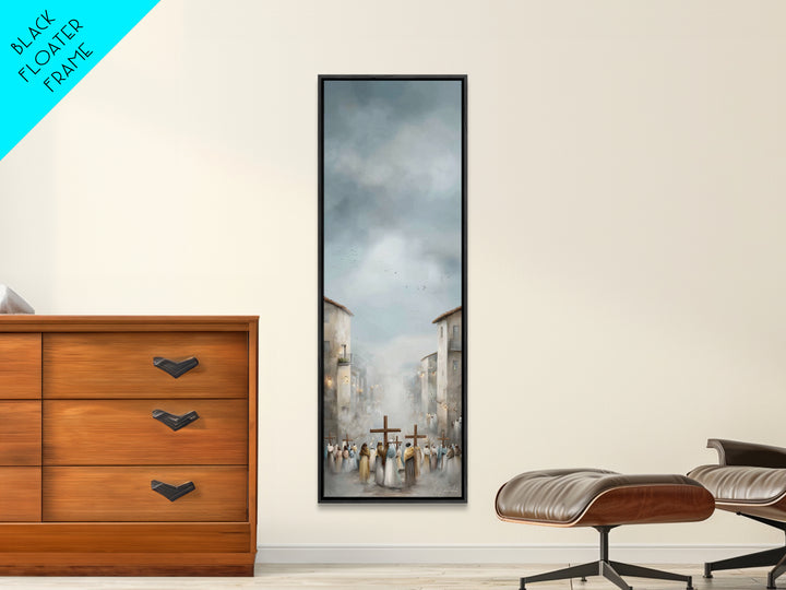 Pilgrims At Dawn – Framed Canvas Print – Narrow Art – Christian Art Work – Christian Christmas Art – Subtle Christian Art