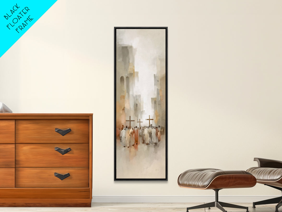 Steps Of Mercy, Framed Canvas Print, Tall Narrow Wall Art, Christian Art Canvas, Moody Christian Art, Christmas Wall Art