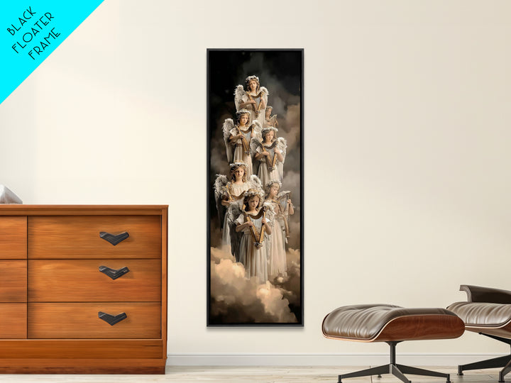 Heaven’s Harp Choir – Framed Canvas Print – Tall Narrow Wall Art – Christian Wall Art – Christian Art Canvas – Christmas Art Prints