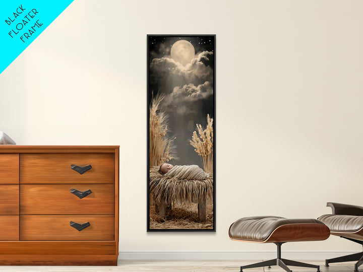 Silent Manger Star – Framed Canvas Print – Christian Christmas Art – Skinny Art – Christian Art Canvas – Christmas Wall Art – Christian Art