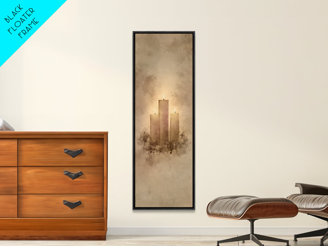 Hopeful Candle Trio – Framed Canvas Print – Christian Christmas Art – Christian Wall Art – Skinny Art – Christian Art Canvas – Christian De