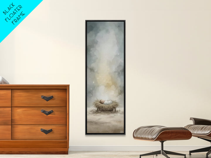 Celestial Nativity – Framed Canvas Print – Christmas Art Prints – Christian Art Canvas – Christian Wall Art – Narrow Art – Christian Christ