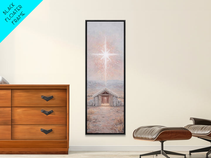Bethlehem Brightness – Framed Canvas Print – Christian Christmas Art – Christian Art Canvas – Christmas Art Prints – Narrow Art – Christian