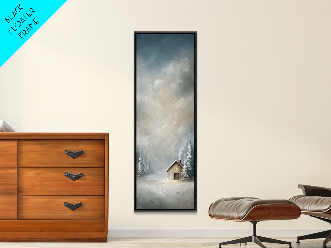 Winter Chapel Stillness – Framed Canvas Print – Christian Wall Art – Christian Art Canvas – Skinny Art – Christmas Art – Christian Christma