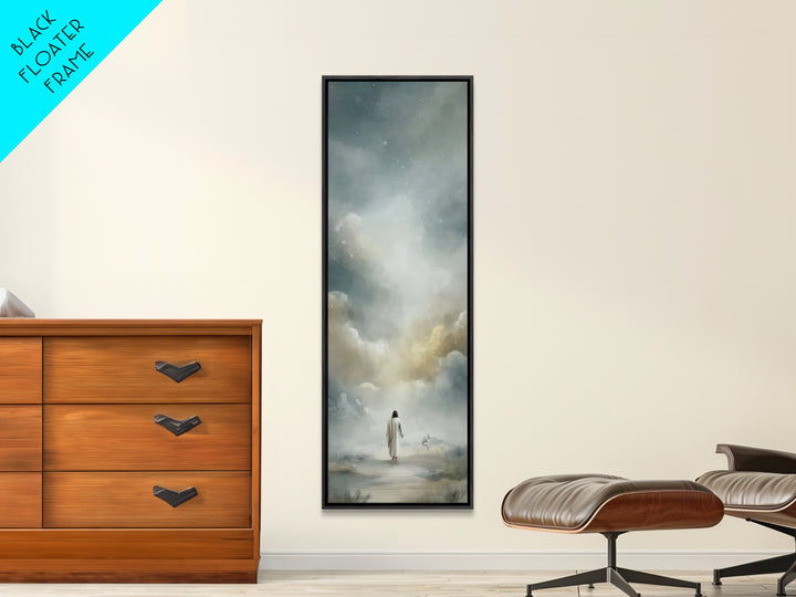 Golden Dawn Journey – Framed Canvas Print – Narrow Art – Christian Art Canvas – Christian Wall Art – Moody Christian Art – Christian Decor