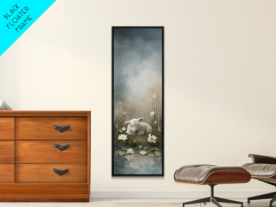 Quiet Meadow Peace – Framed Canvas Print – Christian Wall Art – Christian Painting – Christian Art Canvas – Tall Narrow Wall Art – Faith Ar