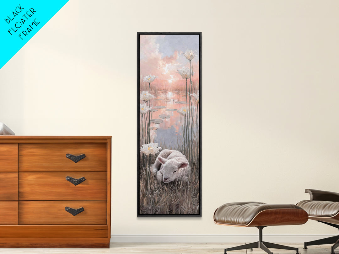 Sunrise Garden Rest – Framed Canvas Print – Christian Wall Art – Tall Narrow Wall Art – Christian Art Canvas – Christian Painting – Faith A