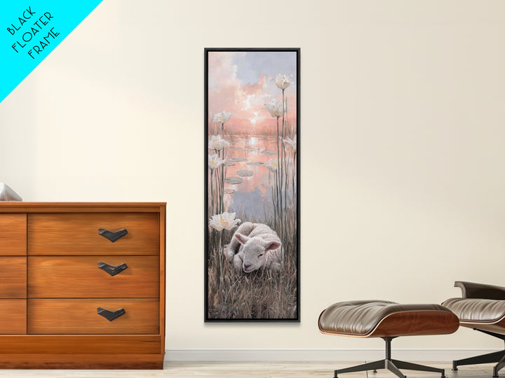 Sunrise Garden Rest – Framed Canvas Print – Christian Wall Art – Tall Narrow Wall Art – Christian Art Canvas – Christian Painting – Faith A
