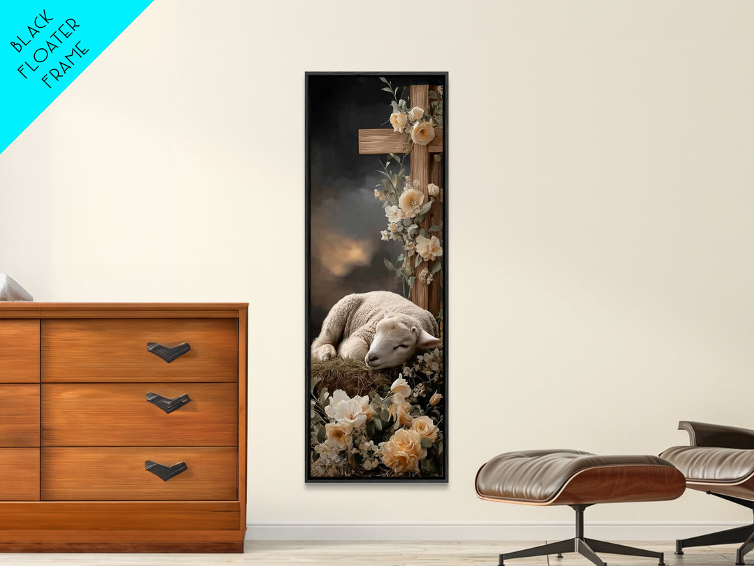 Winter Chapel Glow – Framed Canvas Print – Christian Christmas Art – Tall Narrow Wall Art – Framed Christmas Wall Art – Christian Decor – C