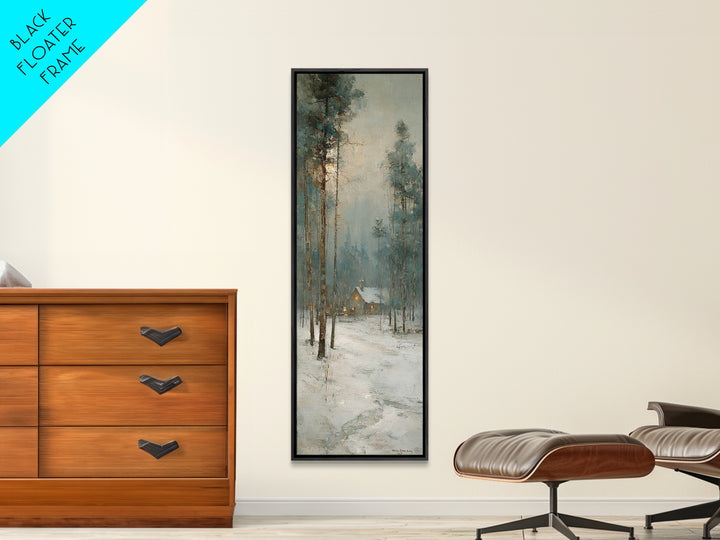 Snowfall Chapel Dawn | Framed Canvas Print | Christian Christmas Art | Narrow Art | Christmas Art Framed | Christian Wall Art | Christmas A