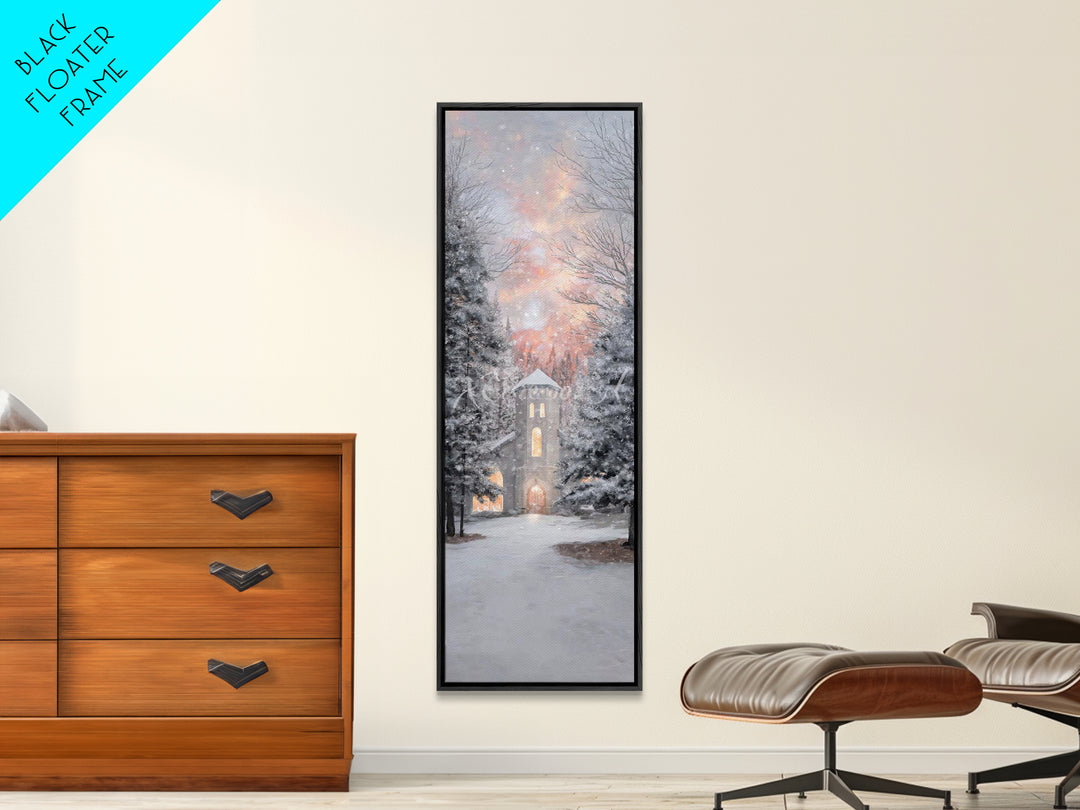 Chapel Of Stillness, Framed Canvas Print, Christian Art Canvas, Tall Narrow Wall Art, Christian Art Gift, Christmas Wall Art, Subtle Christ