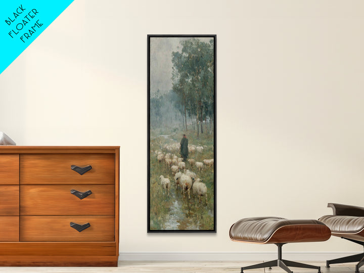 Shepherd’s Quiet Path – Framed Canvas Print – Tall Skinny Art Print – Christian Art – Christian Painting – Christian Art Canvas – Subtle Ch