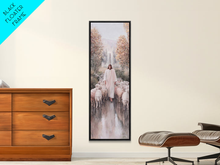 Grace Beside Still Waters, Framed Canvas Print, Tall Skinny Art Print, Jesus Art Print, Christian Wall Art, Christian Art Print, Unique Chr