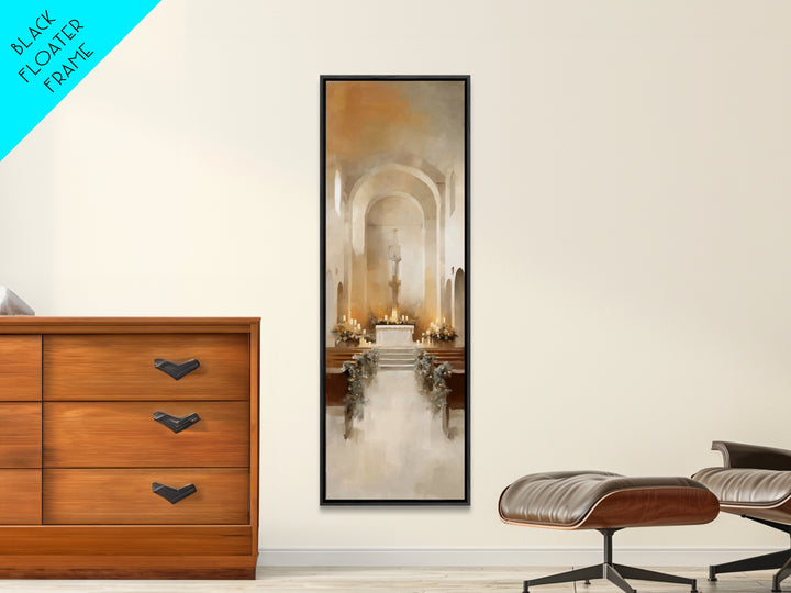 Winter Chapel Blessing – Framed Canvas Print – Tall Narrow Wall Art – Christian Art Print – Christmas Art – Christian Christmas Decor – Chr