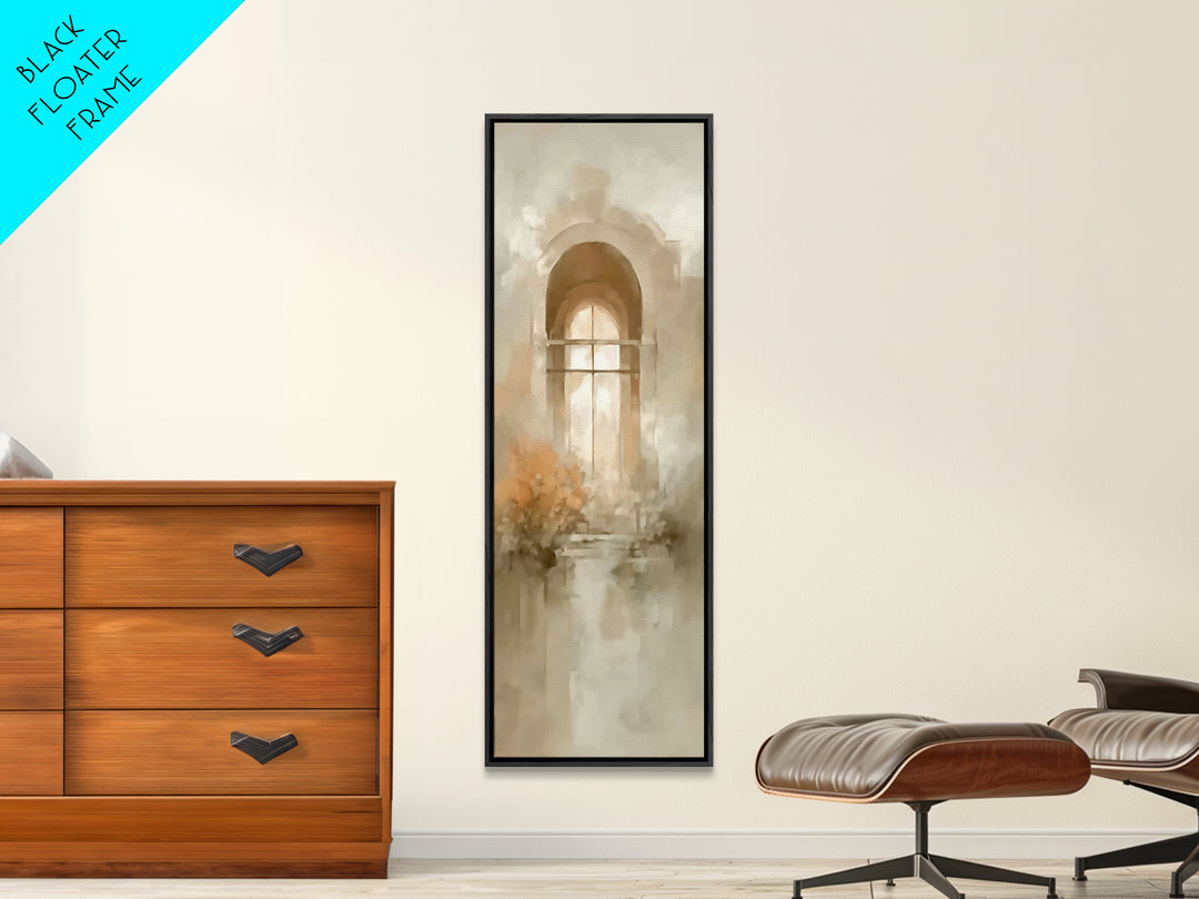 Cross Of Stillness | Framed Canvas Print | Minimalist Christian Art | Christian Wall Art | Christian Art Canvas | Tall Skinny Art Print | C